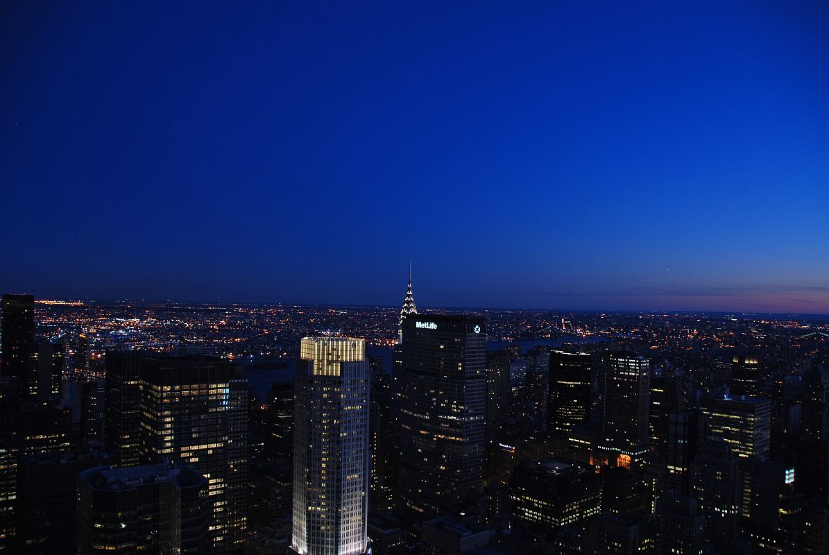 New York City Top Of The Rock 22 After Sunset Southeast Buildings To Chrysler Building And Metlife